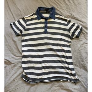 Foreign Exchange Navy & White Striped Cotton Polo
